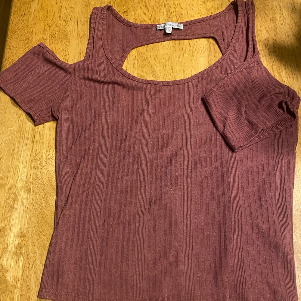 Pink open shoulder top